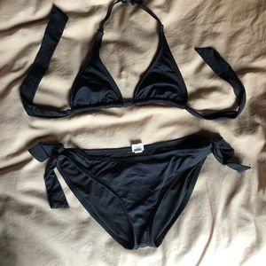 Mossimo string bikini set swimsuit black small